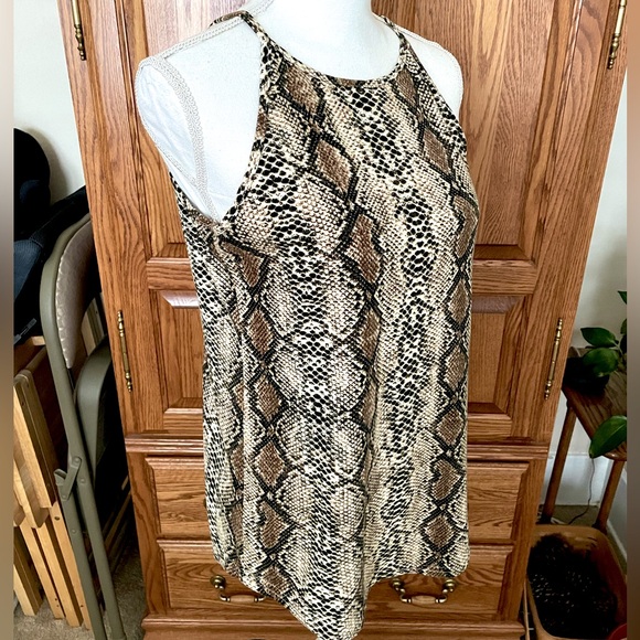 Snake Print Halter Collar Camisole Tank Top - Picture 3 of 8